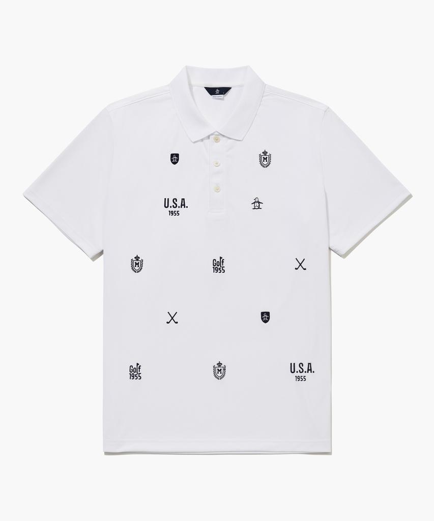Meonsingweeo Men'S Logo-Play Embroidered Collared T-Shirt White Mr211Mts53