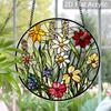 Acrylic Mixed Wildflower Meadow Suncatcher Stained Glass Effect Window Hanging Ornament Floral Themed Gift for Home