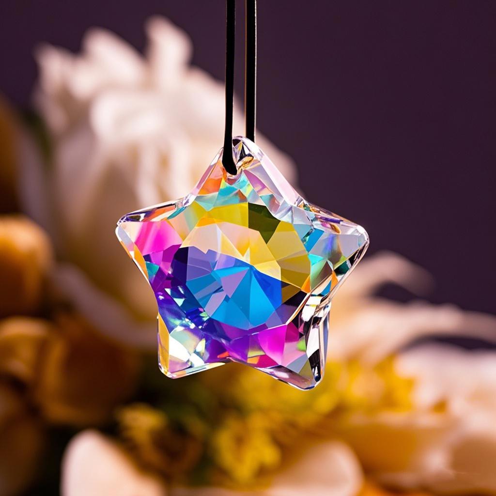 Seven-Color Crystal Glass Heart Ornament for Christmas Tree and New Year Decoration