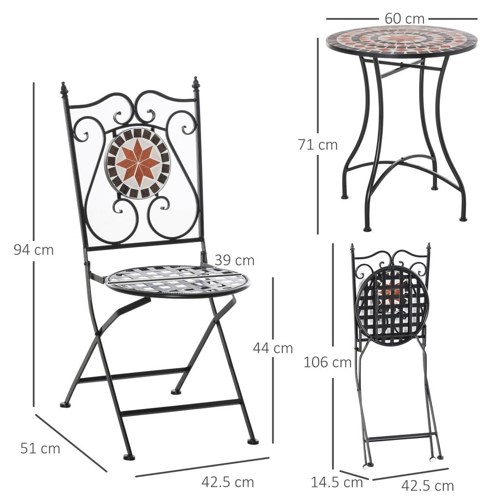 Dreiteiliges Mosaik-Bistrotisch-Set - Mehrfarbig