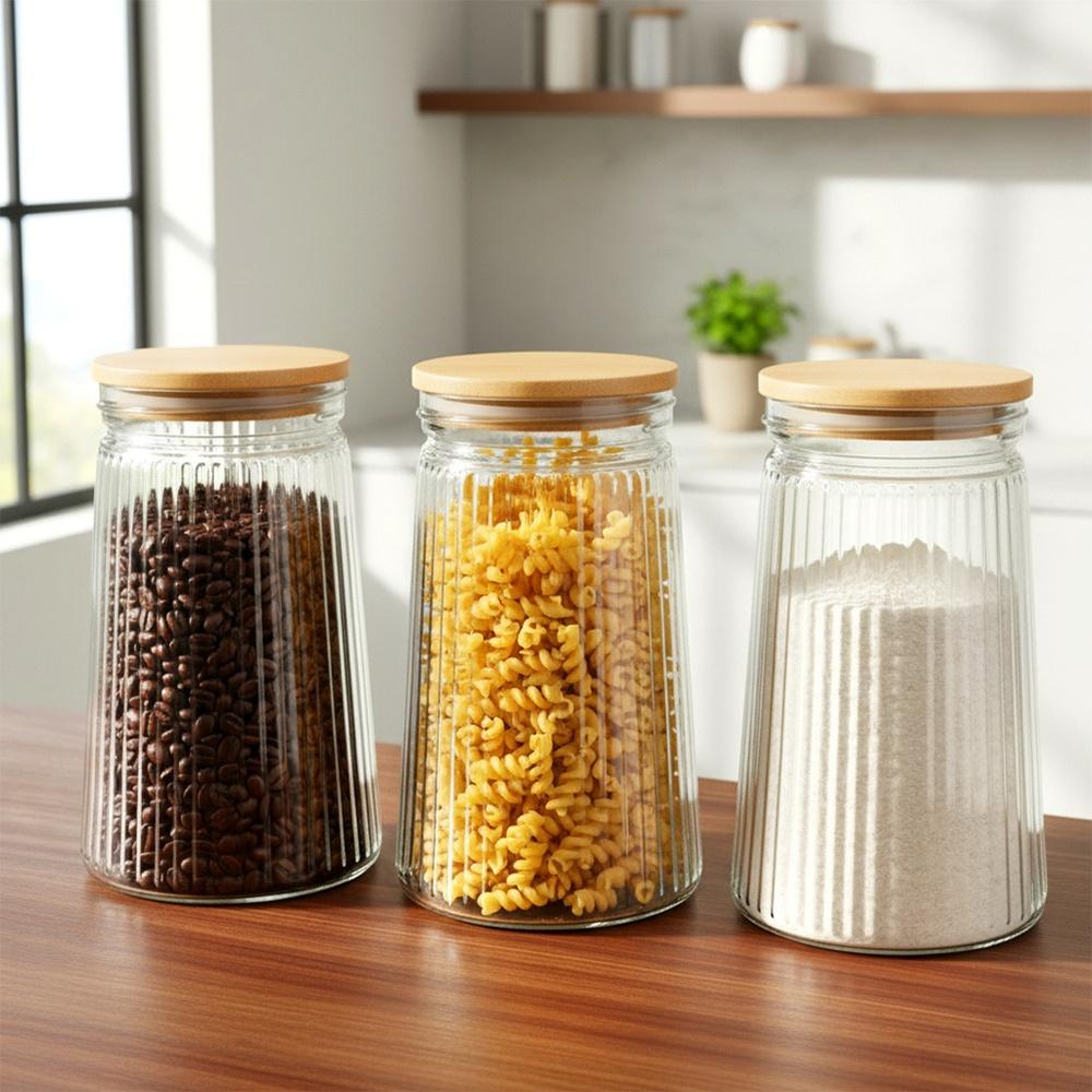 Glass Containers for Loose Products with Lid and Seal 1 L 3 Pcs.