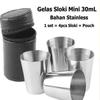 4Pcs/Set Stainless Steel Glass Set Outdoor Small Glasses Set Travel Picnic Cup Set 30/70/170Ml
