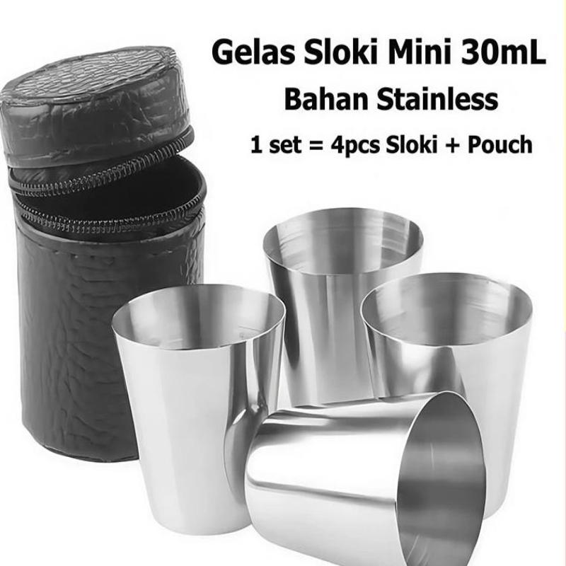 4Pcs/Set Stainless Steel Glass Set Outdoor Small Glasses Set Travel Picnic Cup Set 30/70/170Ml