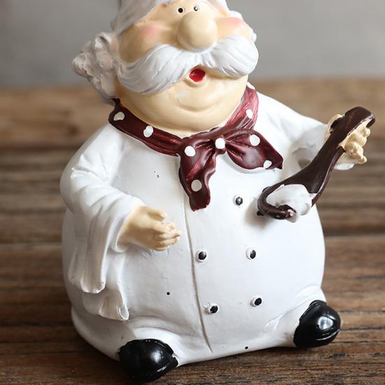 Glatte Polierte Harzfigur 2 Stück Kochfigur mit Hohem Hut für Küchen- und Restaurantdekoration, Handbemalte Cartoon-Tischdekoration Puppen mit Ständer