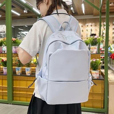 Einfarbiger Studenten-Schulrucksack Damen Rucksack mit großem Fassungsvermögen Computerrucksack
