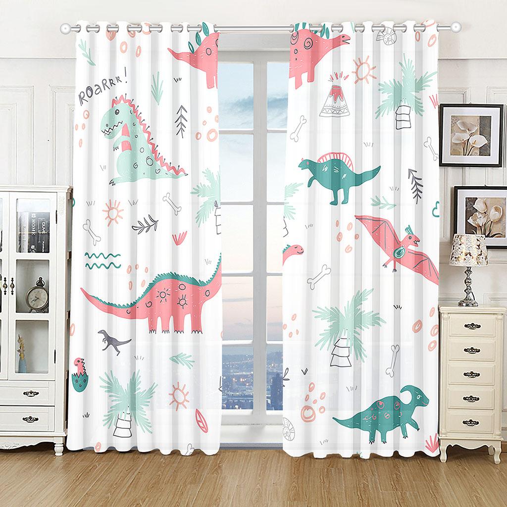 Tende Cartoni Animati Dinosauri per Bambini Camera da Letto Soggiorno Tende Finestra Animali Giungla 2 Pezzi Bambini Ragazzi Ragazze