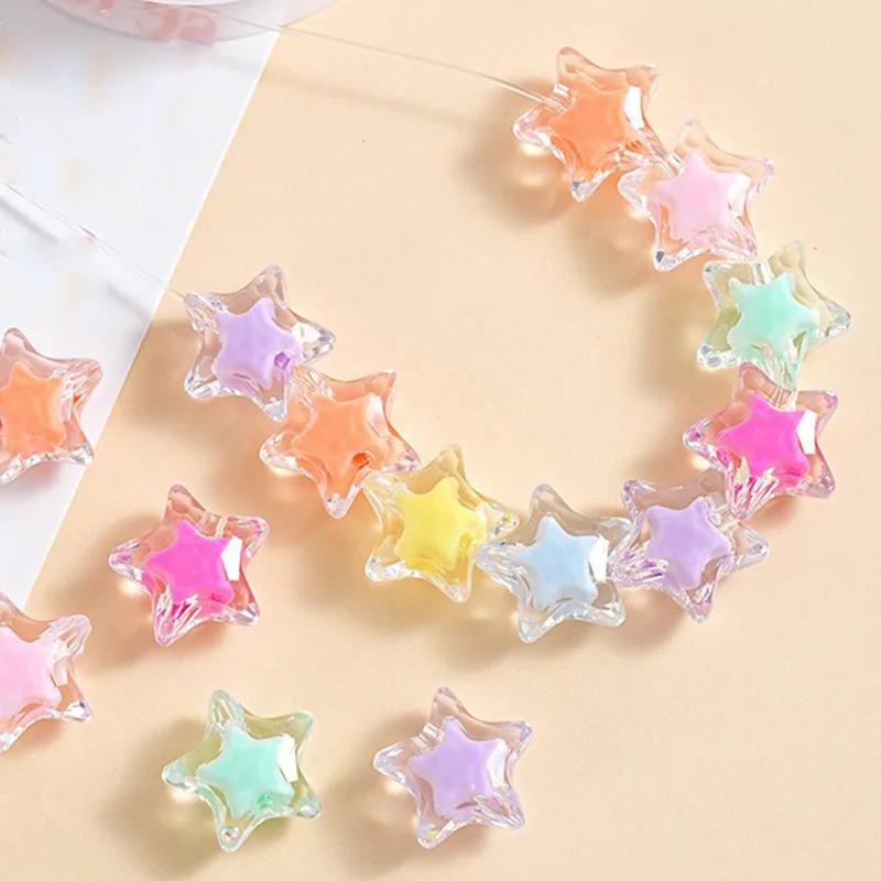 Clear Acrylic Inner Color Five-Pointed Star Hand-Knitted Bracelet Hair Tie Bead DIY Kit