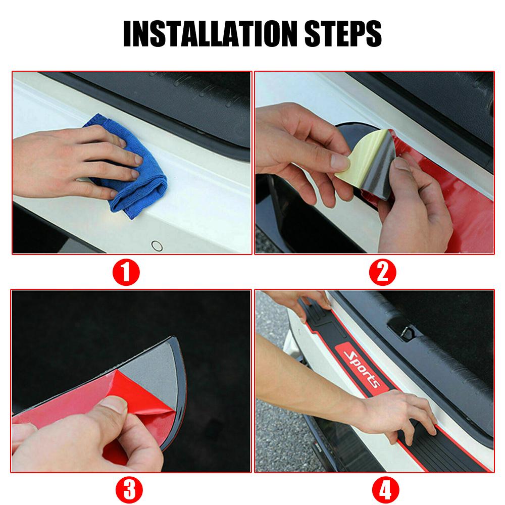 Universal Car Rear Bumper Scratch Proof Rubber Strip Pad Protector Guard Sill Plate Trunk Protector Trim Cover