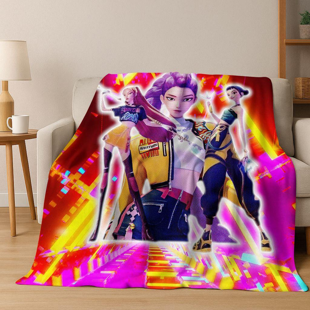 26 Stil Neue KPOP Dämonenjäger Rumi Mira Zoey Cartoon Flanell Decke, Gemütliche Weiche Überwurfdecke für Zuhause Schlafzimmer Bett Sofa Abdeckung