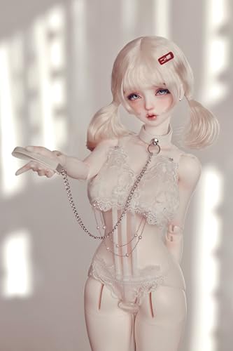 

HAMRETHYPPZ 1/4 1/6 1/3 BJD Кукла на шаровых шарнирах Платье, Костюм для кук, Наряд горничной для кукол, Сет сексуального кружевного белья для BJD кукол, Белый кружевной сет для