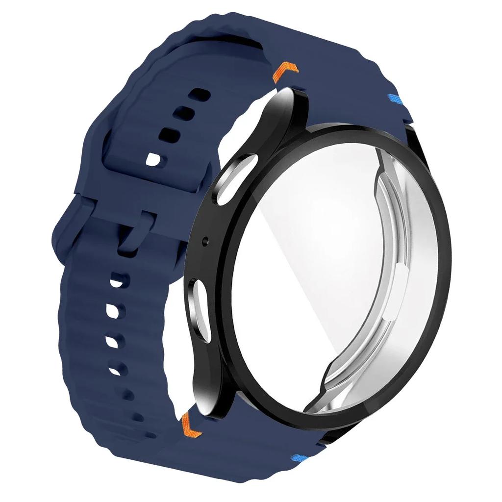 TPU Case+Strap Sports Strap for Samsung Galaxy 7 6 4 5 40mm 44MM Original Silicone Bracelet Soft TPU Case Glass Protective Cover