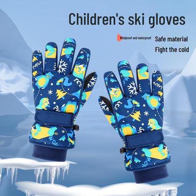 Kinder Winter Skihandschuhe: Warme, Verdickte, Cartoon-Design, Fünffingerhandschuhe für Jungen und Mädchen.
