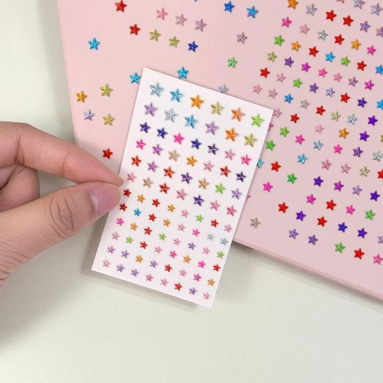 Colorful Star Rhinestone Face Stickers Dopamine Makeup Gems for Music Festival Self-Adhesive Body Jewels for Cheek Decoration