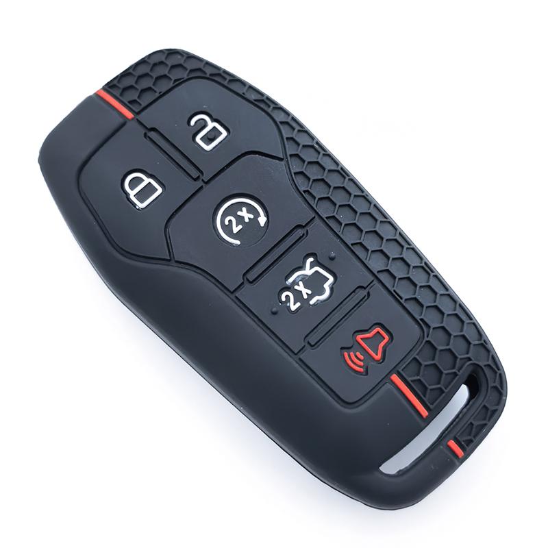 Custodia per Chiave Auto Remota in Silicone a 5 Pulsanti per Ford Fusion F-150 Edge Explorer Mustang Lincoln Mkz Mkc Platinum F150 Lariat