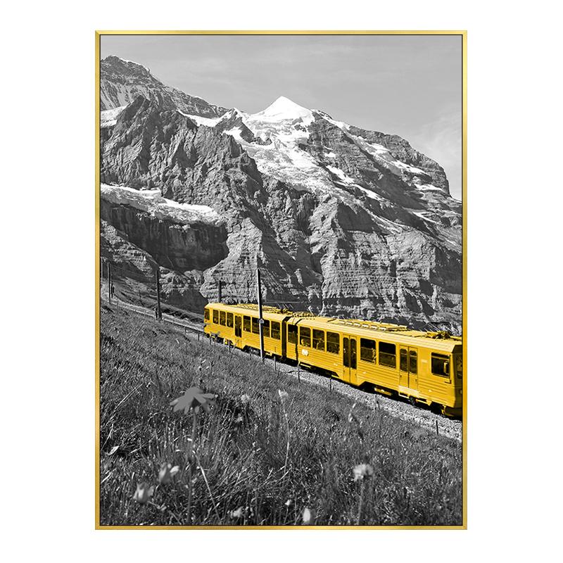 Modern Svart Vit Reseaffisch Gula ballonger Landskap Dekorativa målningar Nordisk Canvas Väggkonst Bilder Rum Heminredning