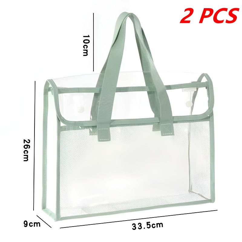 Large Capacity Portable Transparent Handheld Folder Expandable File Storage Bag PVC Self-adhesive File Bag Document Organizer