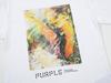 2024 summer new trendy cartoon twisted forest purple printing casual T-shirt for men and women