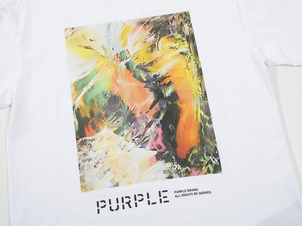 2024 summer new trendy cartoon twisted forest purple printing casual T-shirt for men and women