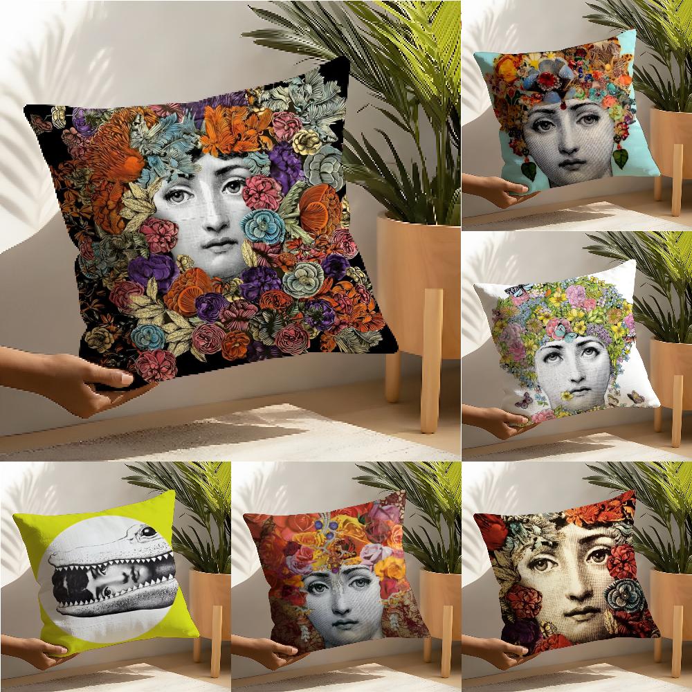 Abstract Women Simple Anime Art Pillow Case Cotton Linen Fabric Square Zipper Pillowcase Home Decorative Living Room