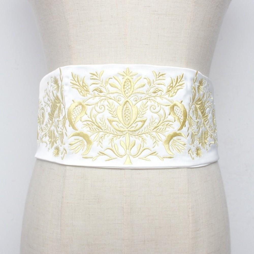 Wide Style Embroidery Corset Soft Fabric Ethnic Girdle Retro Hanfu Waistband Kimono Match