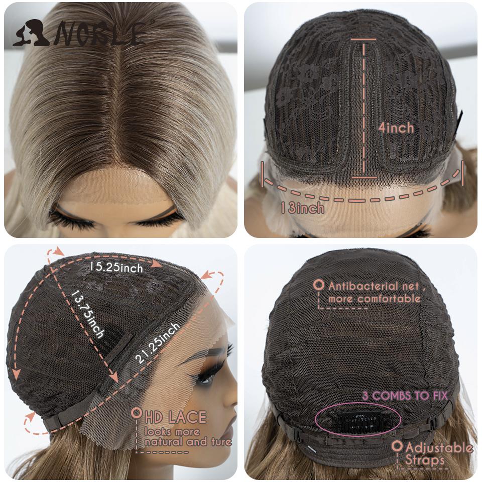 Noble Synthetic Lace Front Wig 14 Inch Straight Bangs Wig Cosplay Wig Ombre Blonde Wigs For Women Lace Wig Synthetic Lace Wig