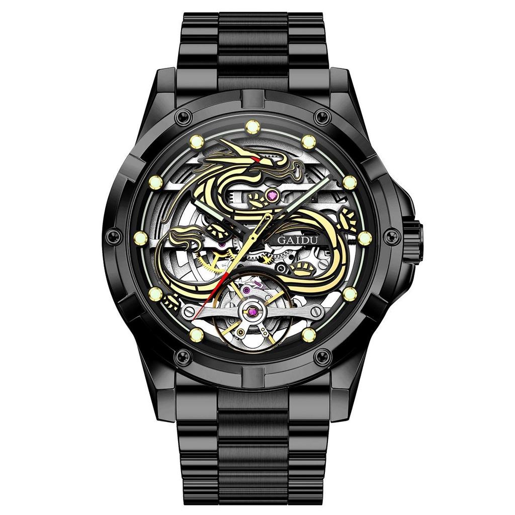 Mens Dragon Watch Automatic Mechanical Watches Fashionable Business Luminous Waterproof Hollowed Out Wrist Watch