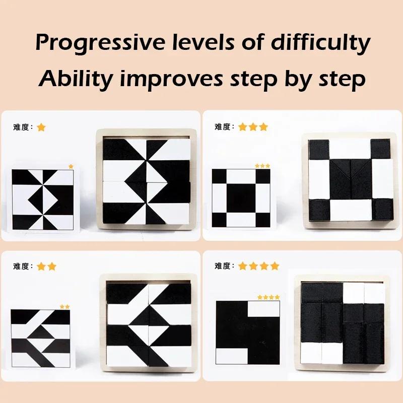 Non-Toxic Montessori Geometric Shape Puzzles Building Blocks Wooden 3D Jigsaw Puzzle Kids Educational Logical Thinking Training Game Gifts