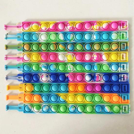 Rainbow Push Bubble Game Stress Anxiety Relief Bubble Popping Game Silicone Bubble Squeeze Sensory Fidget Toy Party Favors