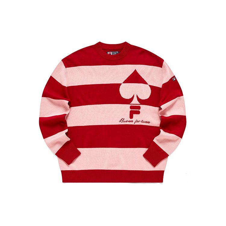 FILA Valentines Day Series Sporty Casual Knit Crew Neck Sweater Women sweater Hot-Red F11W218409F-RD