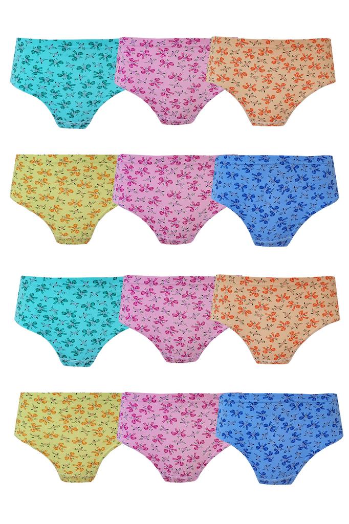 Pack of 12 Women's Cotton Printed Panties High Waist Bato