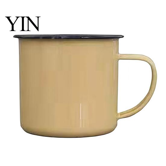 Nostalgic Table Decor Vintage Enamel Mug with Handle, Solid Color Heat Resistant Tea Cup Drinking Cup, Durable Portable Tableware for Home Kitchen Use
