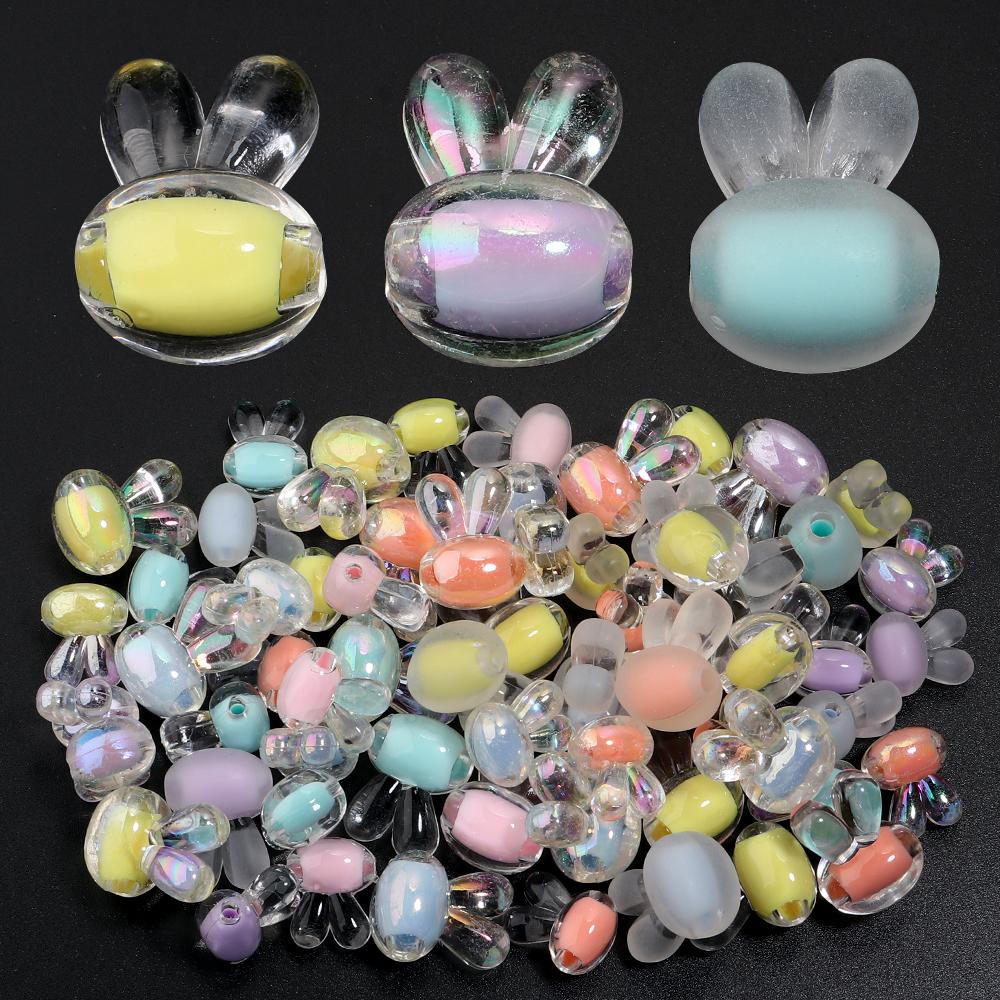 20-50pcs Rabbit Head Acrylic Beads Cute Candy Color  Loose Spacer Beads For DIY Jewelry Making Bracelet Necklace Phone Key Chain