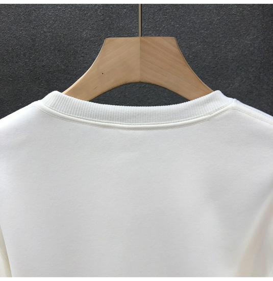 Men's Winter Fleece-Lined Sweatshirt: Solid Color, Round Neck, Long-Sleeve, Available in White & Black. Perfect for Spring and Autumn.