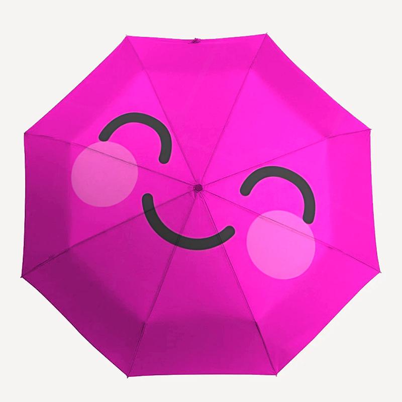 1pc Happy Pink Face Automatic Open/Close Umbrella - Compact Travel Umbrella, Gift for Birthday, Holiday Yy260106052