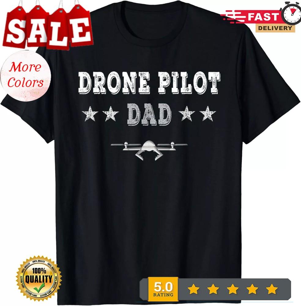 2025/Mens Drone Pilot Dad T Shirt Funny Drone Flyer Father_s Day Gift Unisex T-S Unisex T-Shirt S