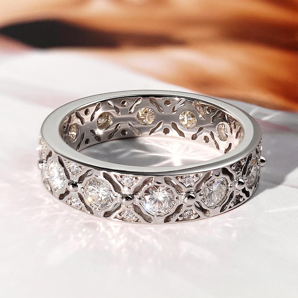 Certified 1.32cttw D Color All Moissanite Wedding Ring for Women 100% CopperWide Eternity Band Luxury Jewelry Gift