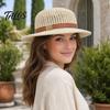 Cappello da Viaggio Pieghevole per Vacanza Donna, con Ampia Falda, in Paglia, Protezione Solare UV, Traspirante, Estivo, da Spiaggia, Elegante, con Cinturino in Pelle Retro