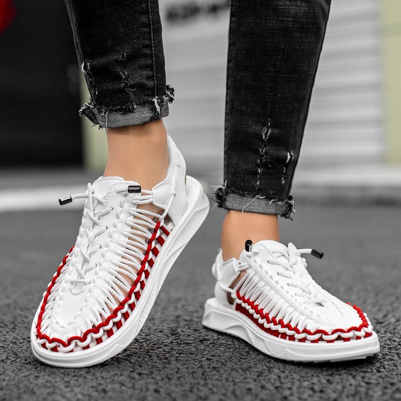 Fashion Summer Men Sandals Women Slippers Weaving Design Beach Sandals Breathable Casual Flat Sandals Outdoor Couples Sandals