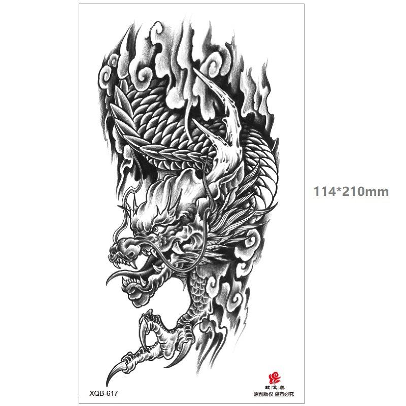 Dragon Wolf Tiger Black Water Transfer Simulation Disposable Temporary Half-Arm Animal Set Tattoo Sticker