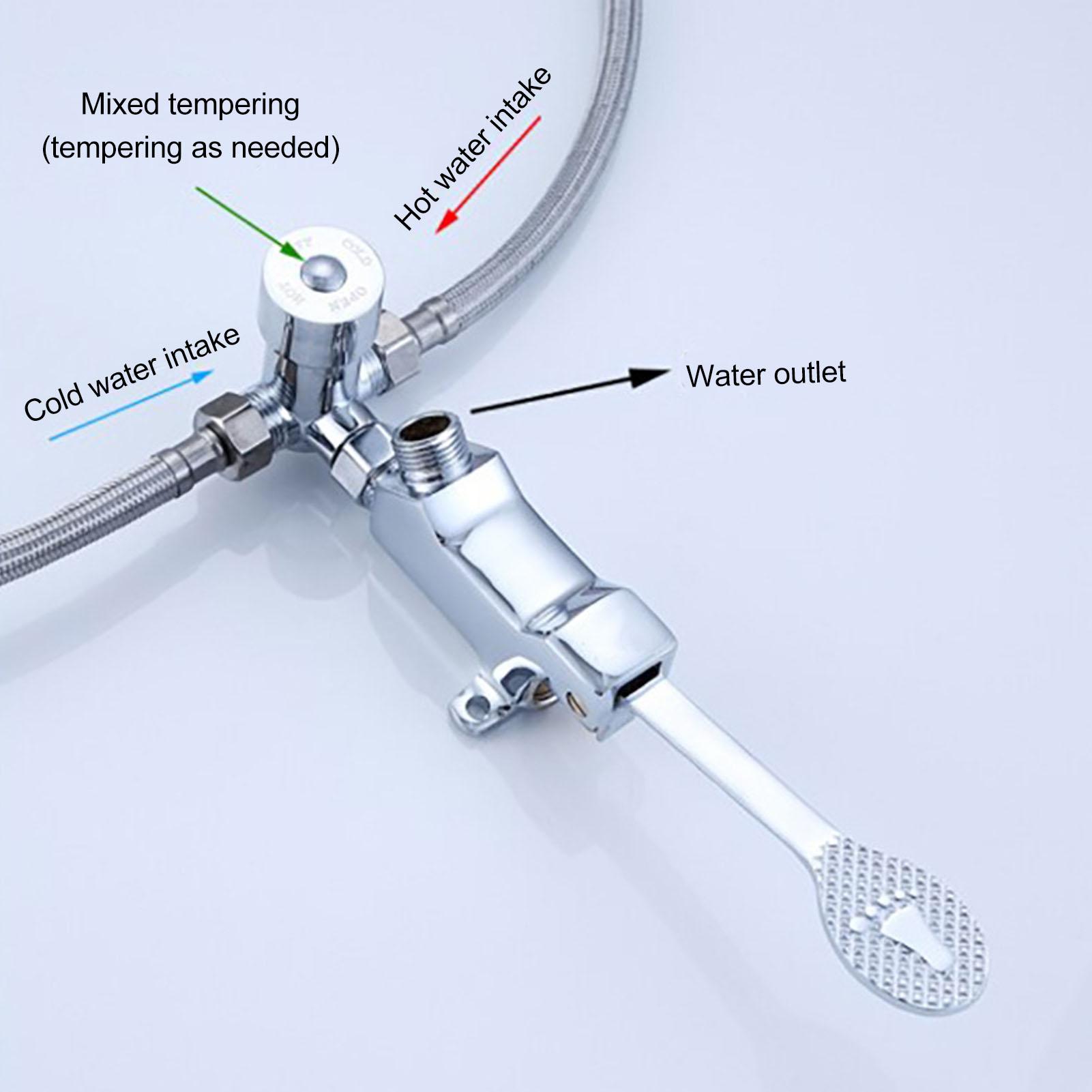 Faucet Foot Pedal Valve Copper Touchless Foot Pedal Water Valve Set for Basin Water Tap Bathroom Basin Faucet argento