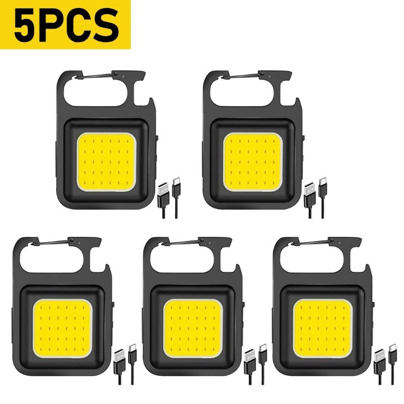Mini EDC LED Flashlight Keychain Multifunctional Portable COB Camping Lamps USB Charging Work Lights Fishing Lanterna