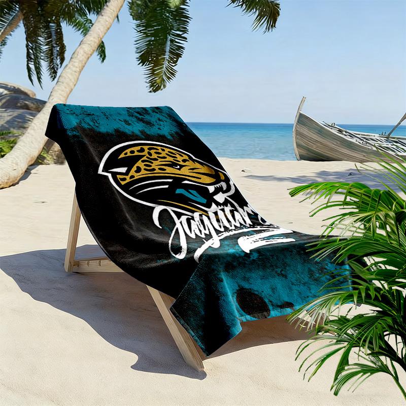 Jacksonville Jaguars Print Beach Towel, Large Soft Quick Dry Towel for Beach Camping Swimming