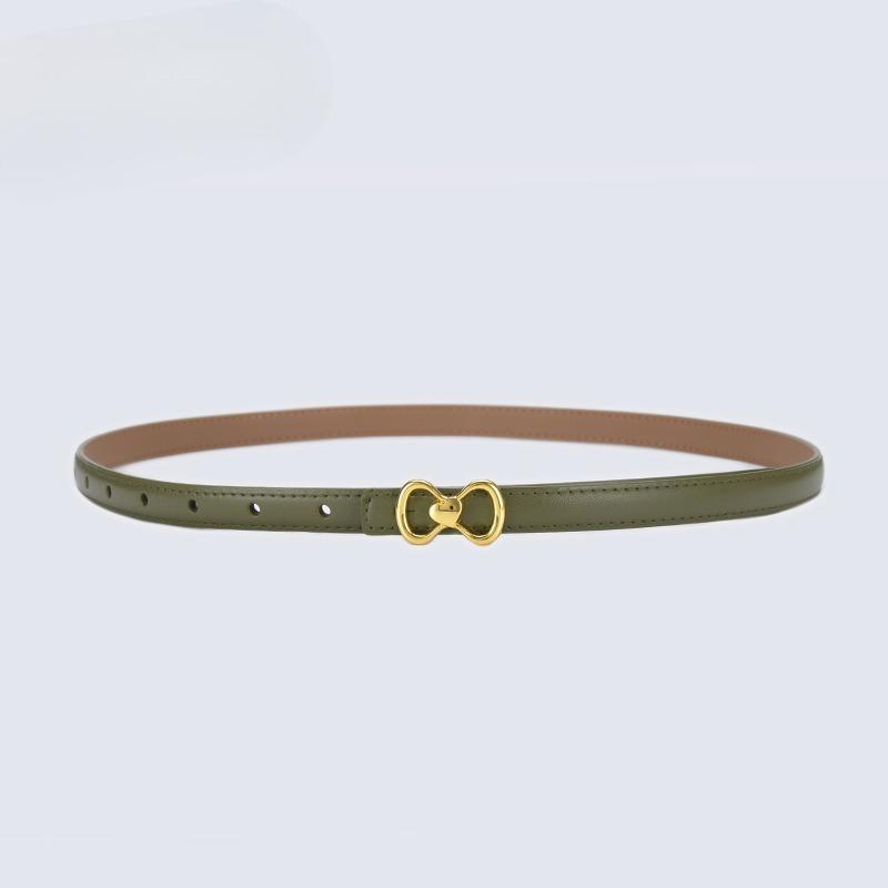 New Genuine Leather Thin Belt Women's Decorative Dress Jeans Fashionable and Versatile Thin Belt Retro Style Trousers