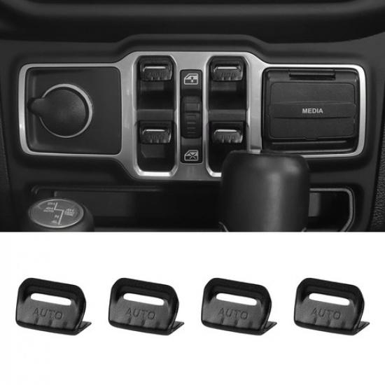 4x Window Lift Switch Control Knob Button Cover Trim For Jeep Wrangler JL JT 18+