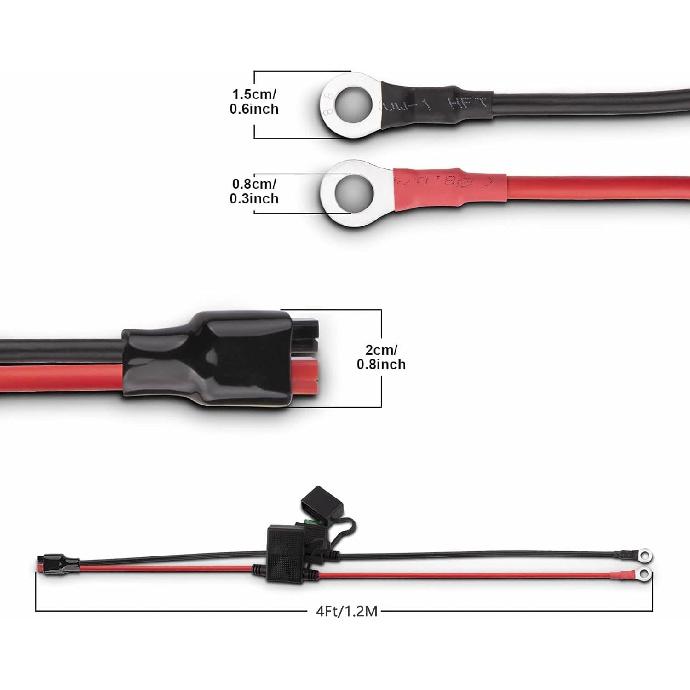 iGreely Dual Positive/Negative ATC Style Fuse Holder 10AWG Wire with Ring Terminals and 45A Connectors for Automotive 1.2M 4Ft