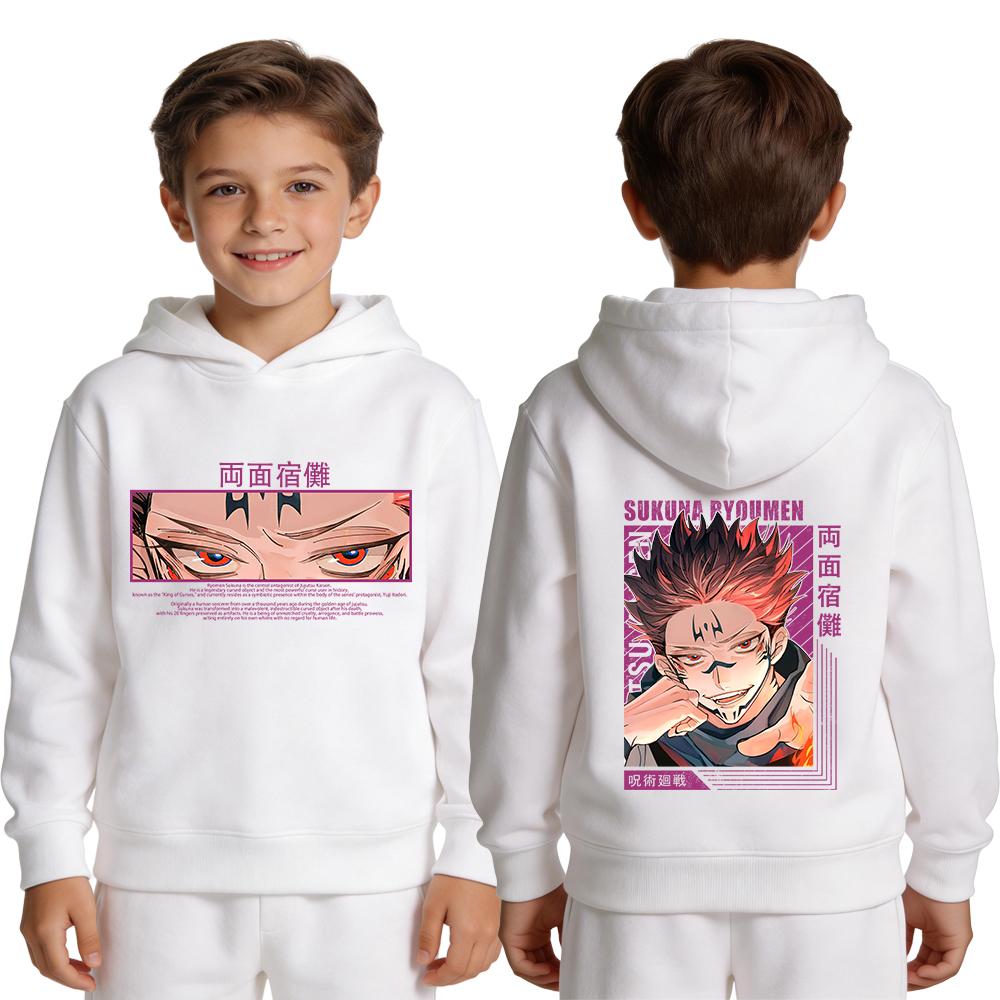 Jujutsu Kaisen Ryomen Sukuna Anime Grafik Hoodie Pullover für Jungen Gedrucktes Langarm Jungen-Sweatshirt Lässiges Streetwear Oberteil