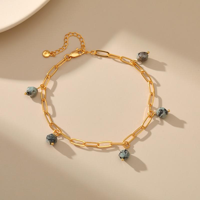 Minimalist Ins Style Irregular Cut Raw Stone Fresh Beach Anklet For Women