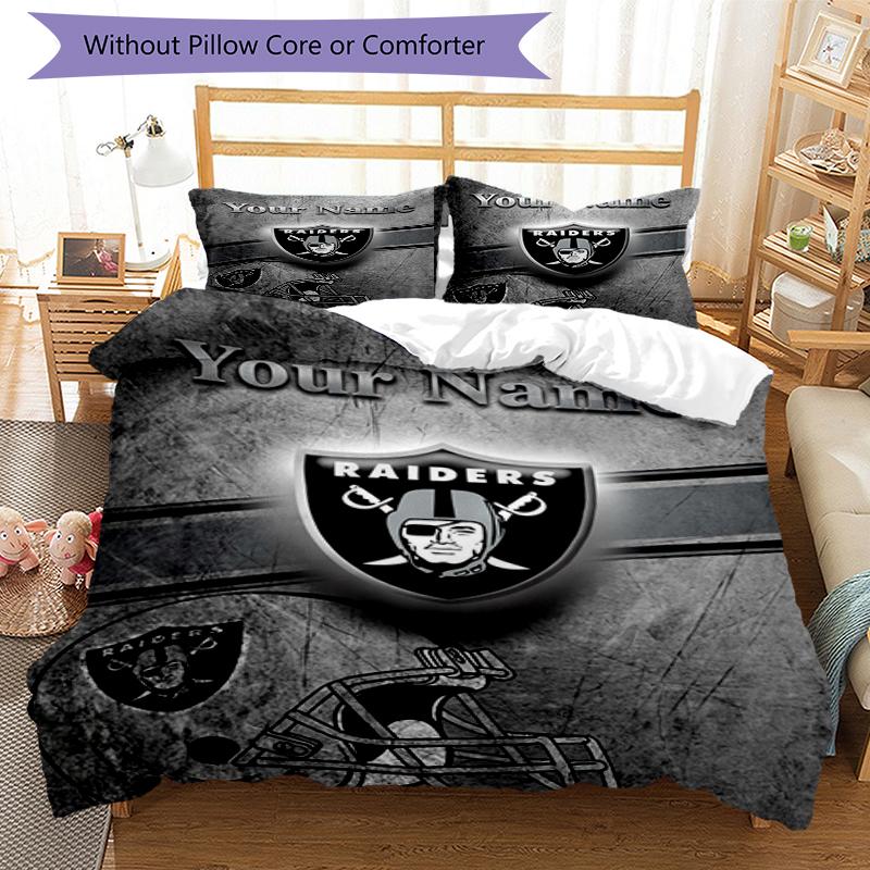 Raiders Fan Gear Custom Name Text Print 1Pc Bedding Set Duvet Cover With Two Pillowcases Soft Bed Linen For Household Bedroom