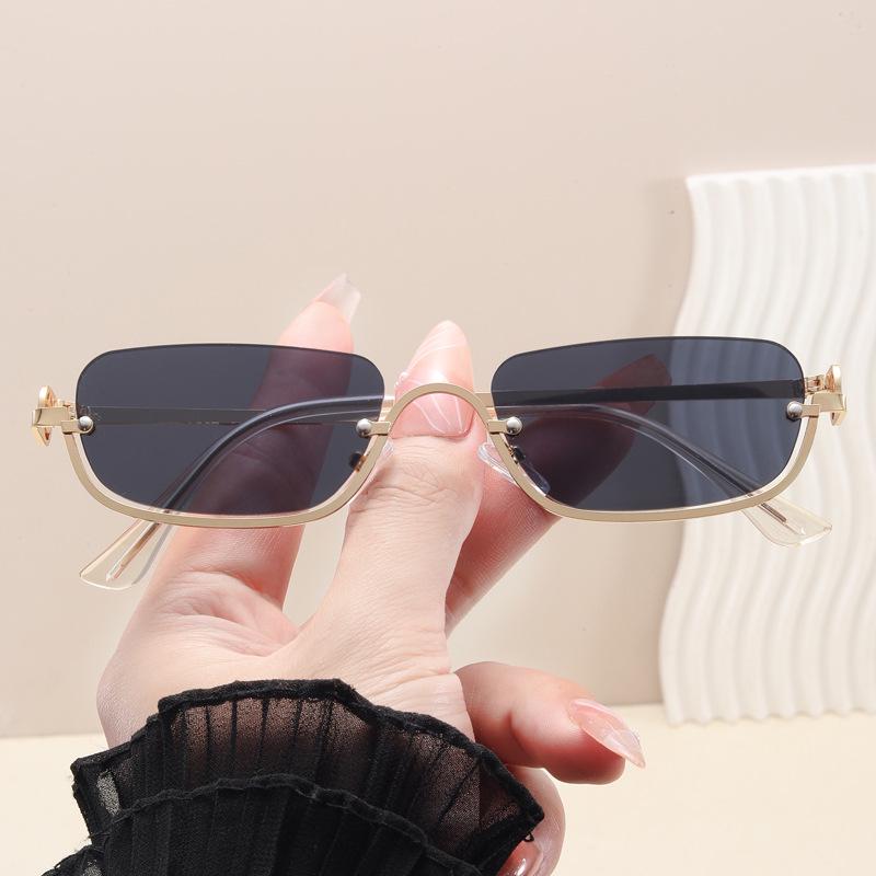 High-End Semi-Rimless Square Sunglasses – Trendy Unisex Sunscreen Shades
