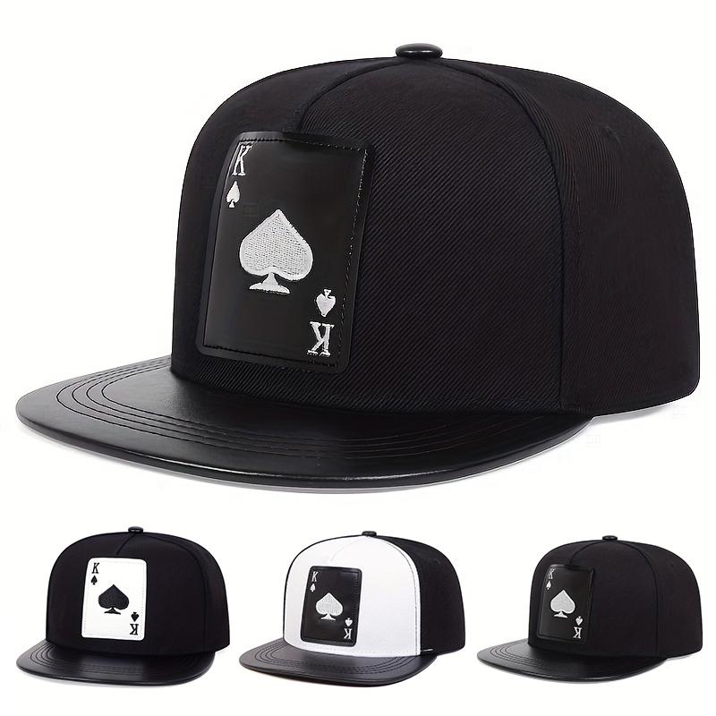 Yto Household Items Women's And Poker Spades K Patched Hip Hop Hat Outdoor Use Adjustable Sunscreen Leisure Hat Spring Autumn Travel Beach Vacation 1Piece For Men